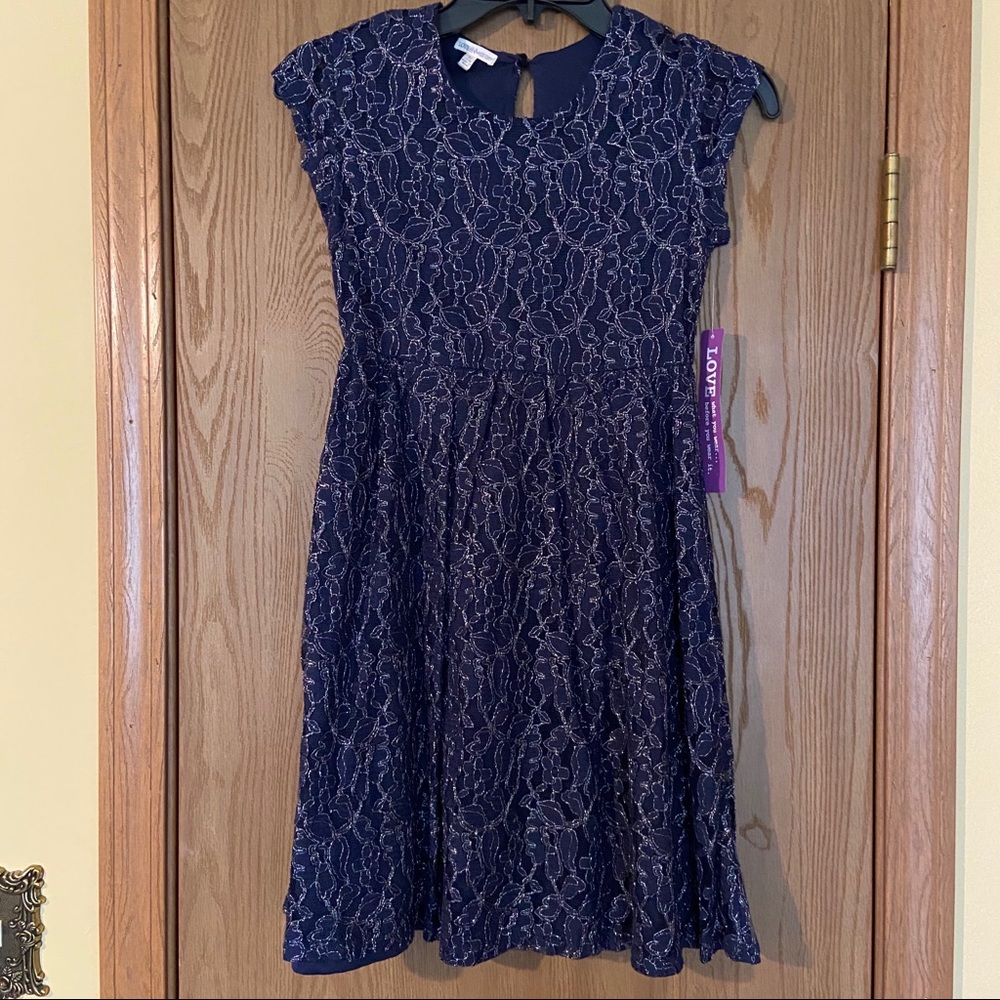 Girl’s Navy Lace Dress, NWT, Size L (14/16)